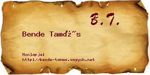Bende Tamás névjegykártya
